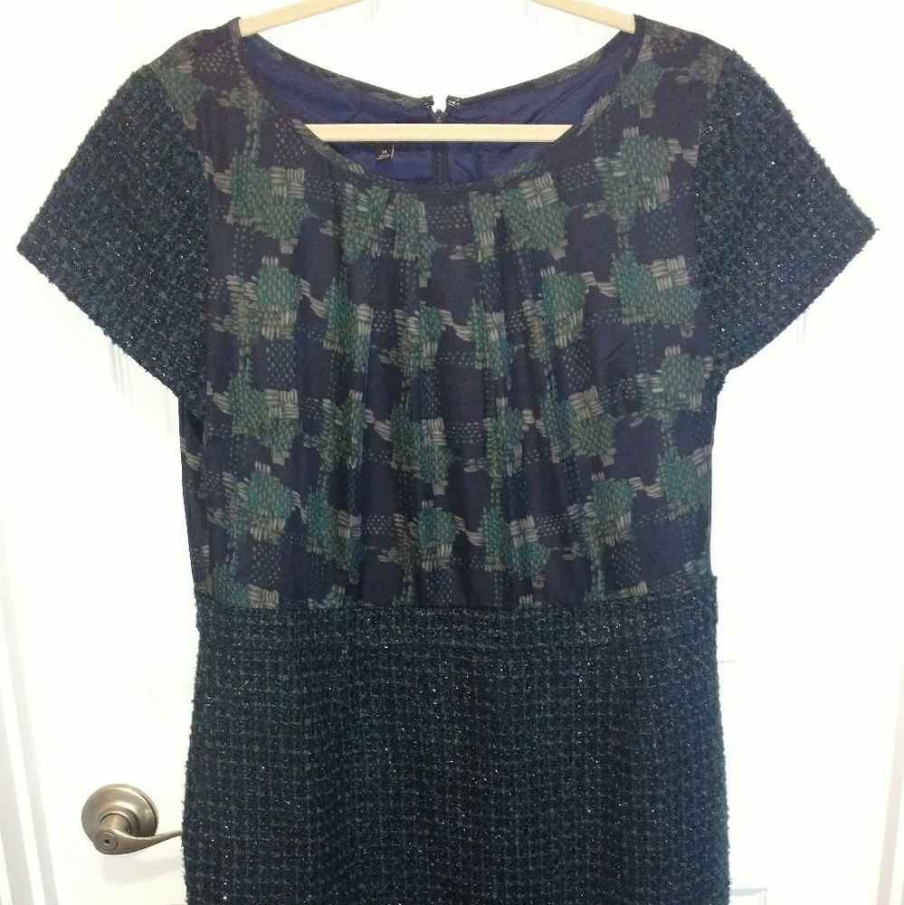 Talbots Houndstooth and Tweed Print Dress